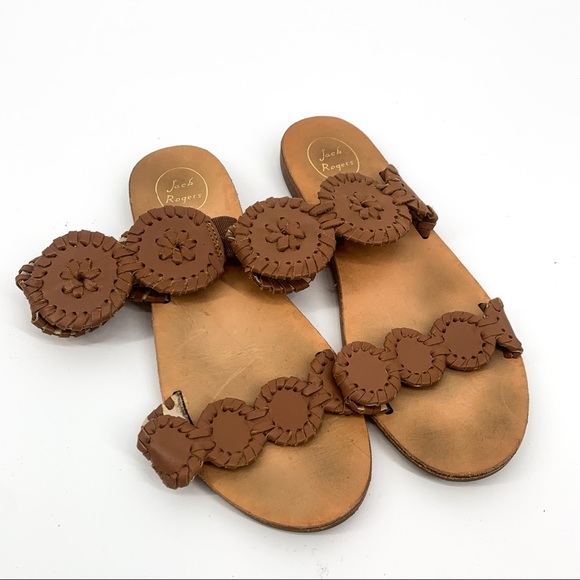 Jack Rogers Brown Leather Sandals Kids 4 Women's 6 - Picture 1 of 4